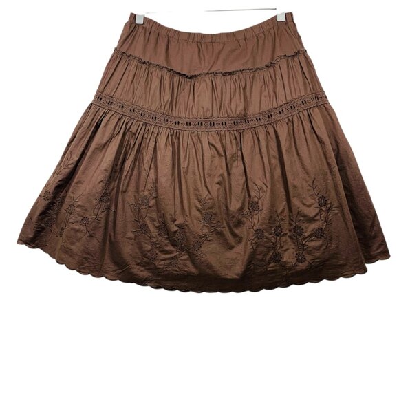 BOHO flared embraided chocolate brown skirt size 8 NAVADA - Picture 5 of 13